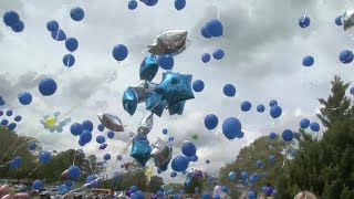 Classmates and loved ones release balloons to honor Trinity Harrison [upl. by Cad]