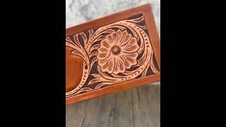 Hand Tooled Wallet Back after dying handcrafted leathercraft leatherwallet handtooled handmade [upl. by Clarke]