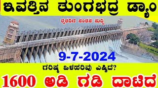 972024 ಇಂದಿನ ತುಂಗಭದ್ರ ಡ್ಯಾಮ್ ಮಟ್ಟ ಒಳಹರಿವು ಹೆಚ್ಚಳ TB Dam Water level ‎BealertJob inflow Tbdam [upl. by Valenba]