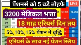 📣 पेंशनर्स को 5 बड़े तोहफे3200 FMA18 माह DA एरियर्स51015 पेंशन में वृद्धिनई पेंशन स्लिप 🔥🔥 [upl. by Noguchi378]