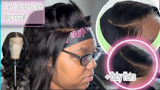 BEGINNER FRIENDLY 5x5 LACE CLOSURE WIG INSTALL   BABY HAIRS [upl. by Leona833]