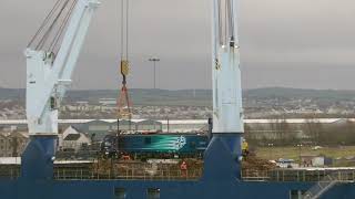 DRS Class 88 being unloaded from the Eemslift Nelli at workington [upl. by Myrtle]