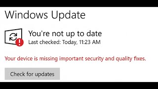 Fix quotYour device is missing important security and quality fixesquot Error in Windows Update [upl. by Hapte170]