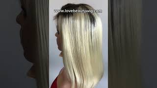 lovebeautywig  12inch Highlight1B613 Side Part 4×4 Closure BoB Human Hair 130 Densityombrewig [upl. by Dreyer840]