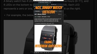 Leetcode 401  Binary Watch [upl. by Darsie]