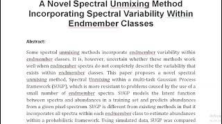 A Novel Spectral Unmixing Method Incorporating Spectral Variability Within Endmember Classes [upl. by Lebyram]