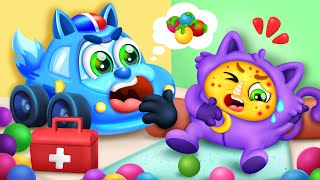 Oh No Itchy Itchy Ball Pits  Cat Nap Baby Is Itchy  Play Safe Education  Baby Cars Cartoon [upl. by Immij]