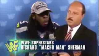 Richard Sherman WWF Interview Seahawks Erin Andrews Crabtree Hilarious [upl. by Staffan599]