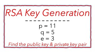 5c Using RSA key generation scheme with p11 q5 e3 find the public key amp private key pair [upl. by Nezah97]