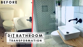 Small Bathroom Remodel Time Lapse Converting a Half Bath to Full Bath [upl. by Neirda]