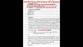 Determine thickness of given plate using spherometer class 11 physics practical aceyournote shorts [upl. by Hogen906]