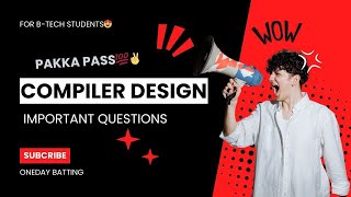 Compiler Design important questions  CD important questions R20 JNTUK JNTUA JNTUH [upl. by Beitch]