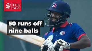 50 runs in nine balls Dipendra Singh Airees record T20 half century [upl. by Kristina]