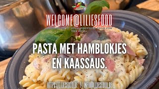 Pasta met hamblokjes en kaassaus Snel en makkelijk [upl. by Leira]