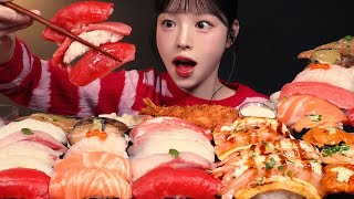 SUB최애 초밥 한판 먹방🍣 연어 참치뱃살 대방어 성게알 간장새우까지 여기 제 세상인가요🫠 Sushi Mukbang Asmr [upl. by Gahan]