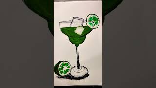 Acrylic Marker  Margarita cocktail with lime priyasartwork10 painting markers acrylicmarkers [upl. by Bing]