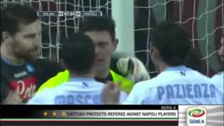 AC Milans Gattuso protects referee from attacking Napoli players [upl. by Yann546]