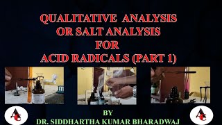 QUALITATIVE ANALYSIS OR SALT ANALYSIS FOR ACID RADICALS SOME SPECIAL TESTS [upl. by Oam]