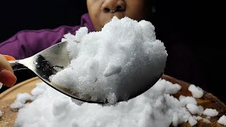 FLUFFY AND CRUNCHY  HUGE SPOON HUGE POWDERY ICE BITES  iceeating asmr asmrice [upl. by Gehlbach744]