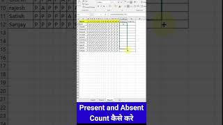 Attandance sheet in excel hindi  present aur absent kaise count kare [upl. by Haynor]