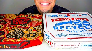 ASMR DOMINOS VS PIZZA HUT WHOLE CHEESE PIZZA EATING BIG BITES CHALLENGE  NO TALKING MCDONALDS [upl. by Farand]