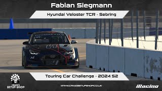 iRacing  24S2  Hyundai Veloster TCR  Touring Car Challenge  Sebring  FS [upl. by Marasco696]