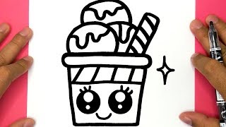 HOW TO DRAW A CUTE ICE CREAM AND COLORING DRAW CUTE THINGS [upl. by Ahsot]