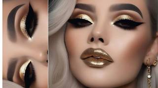 Golden Cut Srease Eyes Makeup Golden amp Brown Eyeshadow Eyes Makeup Tutorial [upl. by Humfried]