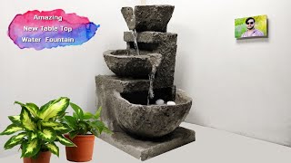 Wow Amazing Home Made Cement Table Top Water Fountain  Indoor Waterfalls Water Fountain [upl. by Goggin]