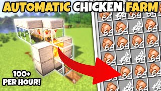 Minecraft EASIEST Automatic Cooked CHICKEN Farm Tutorial  121 [upl. by Ailey618]