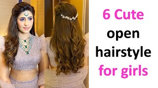 6 cute hairstyle for open hair  easy hairstyle  gorgeous hairstyle  hairstyle for lehenga [upl. by Arayc]