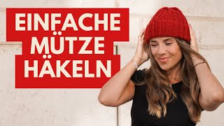 Mütze häkeln für Anfänger  Beanie ohne Abnahmen einfach gehäkelt [upl. by Jeralee]