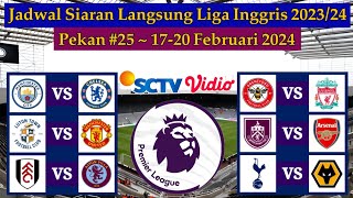 Jadwal Liga Inggris Live SCTV  Manchester City vs Chelsea  EPL 20232024 Pekan 25 [upl. by Akived]