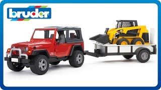 Bruder Toys Jeep Wrangler with Trailer amp CAT Skid Steer 02924 [upl. by Anoval594]