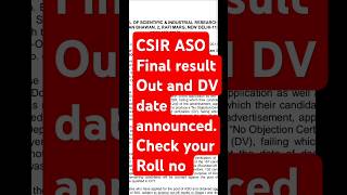 csir so aso result 2024 csir aso result 2024 csir aso mts kdconversation [upl. by Neumeyer581]