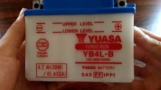 yuasa battery YB4LB unboxing [upl. by Krall]