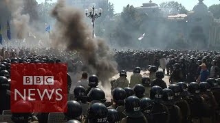 Ukraine Police and protesters hurt in Kiev clashes over autonomy deal  BBC News [upl. by Enirod486]