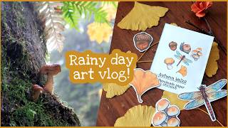 Rainy day walks and making stickers Studio Vlog [upl. by Masry]