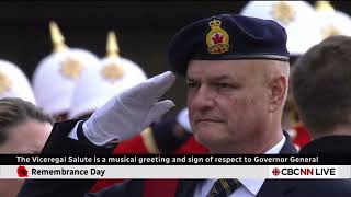 Vice Regal Salute God Save the King O Canada  Remembrance Day 2024 Ottawa Canada [upl. by Ahtikal]