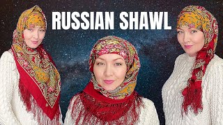 How to wear a Pavlovo Posad shawl Headscarf styles for winter Part 2 [upl. by Constancia]