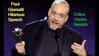 Paul Giamatti Hilarious Speech At Critics Choice Awards 2024 paulgiamatti theholdovers awards [upl. by Harwilll371]