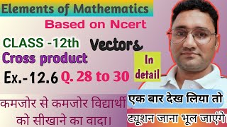 Cross product of two Vectors  Elements of mathematics  class 12 ch 12  Ex 126 q 28 to 30  CBSE [upl. by Chrisy]