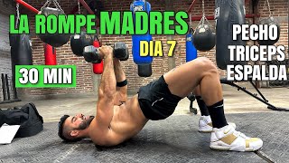 Rutina De Pecho Triceps Y Espalda en Casa Rápida 33 Minutos La Rompe Madres Día 7 [upl. by Annawat550]