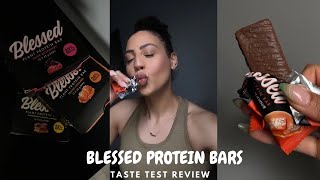 BLESSED PROTEIN BARS TASTE TEST REVIEW ♡ EHPLABS FIRST IMPRESSIONS UNBOXING [upl. by Dnarb]