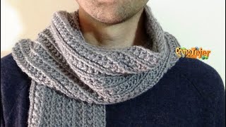 Cómo Tejer Bufanda para Hombre Reversible How to Knit Men Scarf Free Knitting Patterns 2 agujas551 [upl. by Lahcym675]