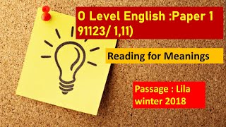 O Level English Paper2  Reading for Meaning [upl. by Aiuqat377]