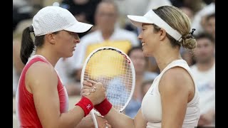 Iga Swiatek gets hit by a ball at Olympic tennis and is called insincere by Danielle Collins [upl. by Eceinahs]