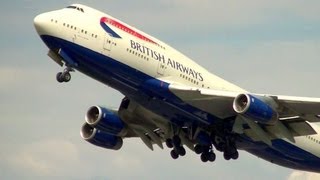 Boeing 747400 Roars into the London Sky [upl. by Aicilas]