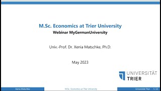 MSc Economics at Trier University [upl. by Samoht]