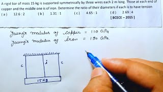 Physics  Class 11  Pyq mechanical properties of solids A rigid bar of mass 15 kg is  Neet  Jee [upl. by Rosalyn41]